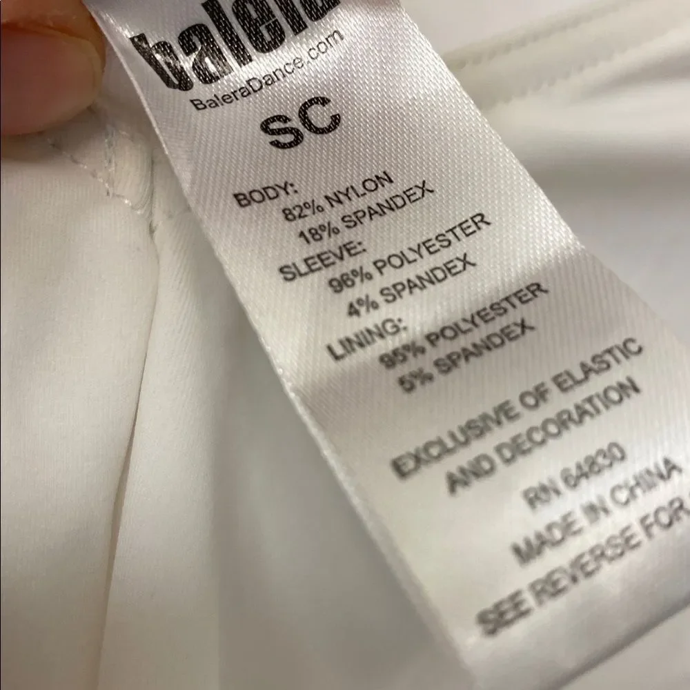 Weissman Balera solo Dance costume white custom poet sleeve Leotard MT11449 SC 6